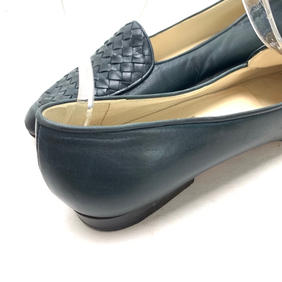 COLE HAAN Navy Blue Leather Upper & Sole Woven Vintage ITALY Flats sz 6.5/ 7 - Picture 15 of 16